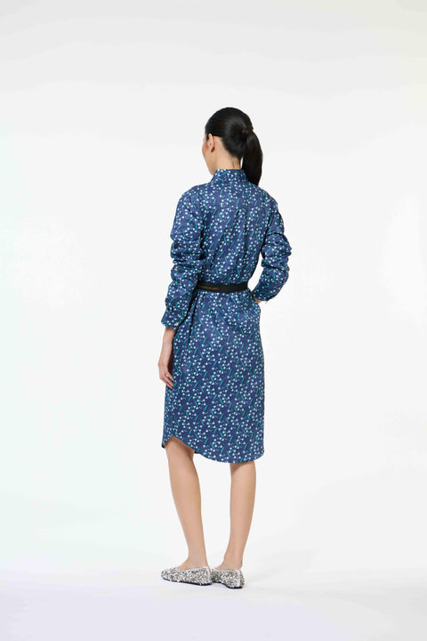 Classic Shirt Dress - Dancing Lady Cobalt