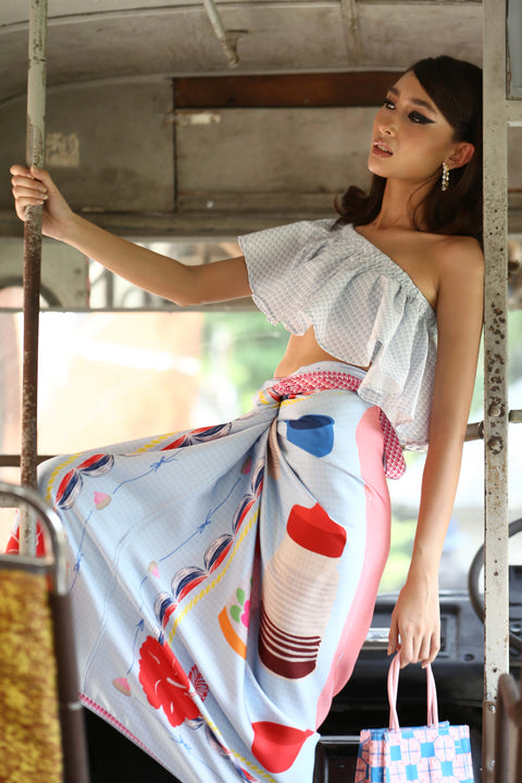 Reversible Sarong - Light Blue Soya