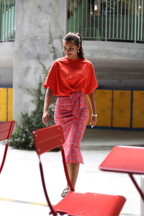 T-Shirt Dress - Crepe Ginger Cherry