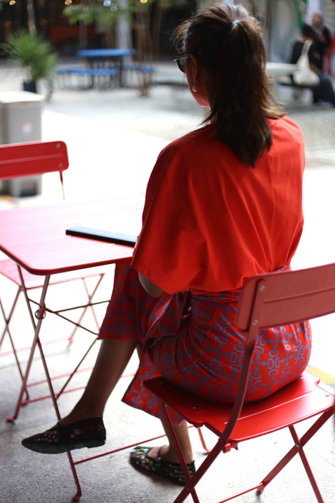 T-Shirt Dress - Crepe Ginger Cherry