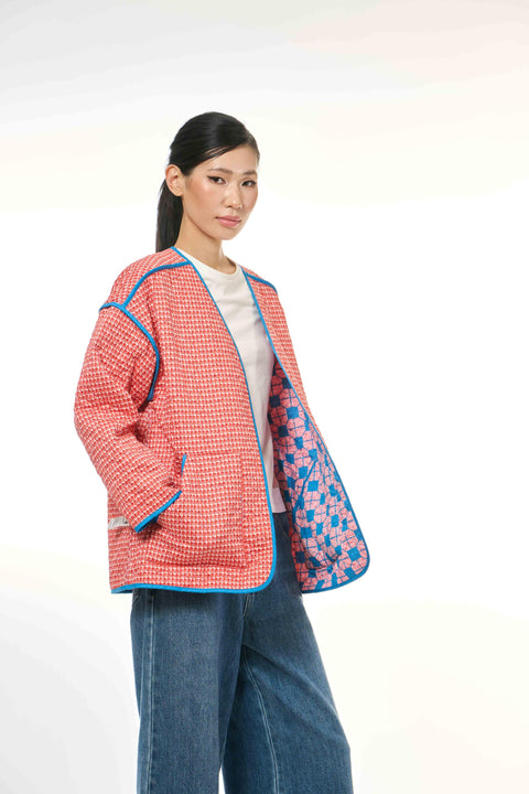 Reversible Vest - Tapau Tile Pink
