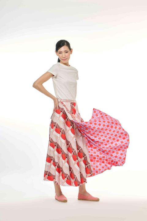 Wrap Skirt - Tapau Tiles Chilli Pepper