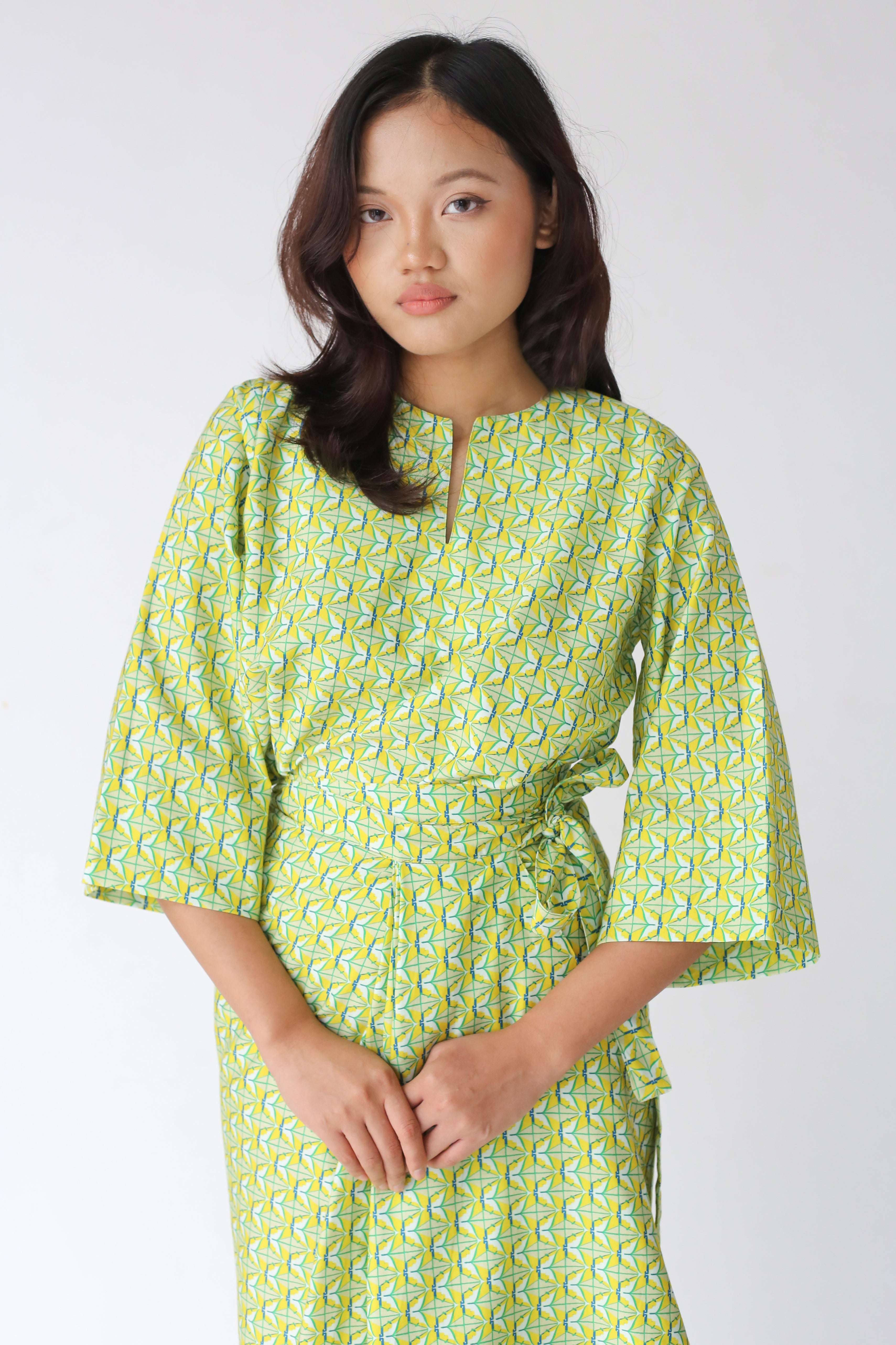 Baju Kedah Diamond And Flower Yellow