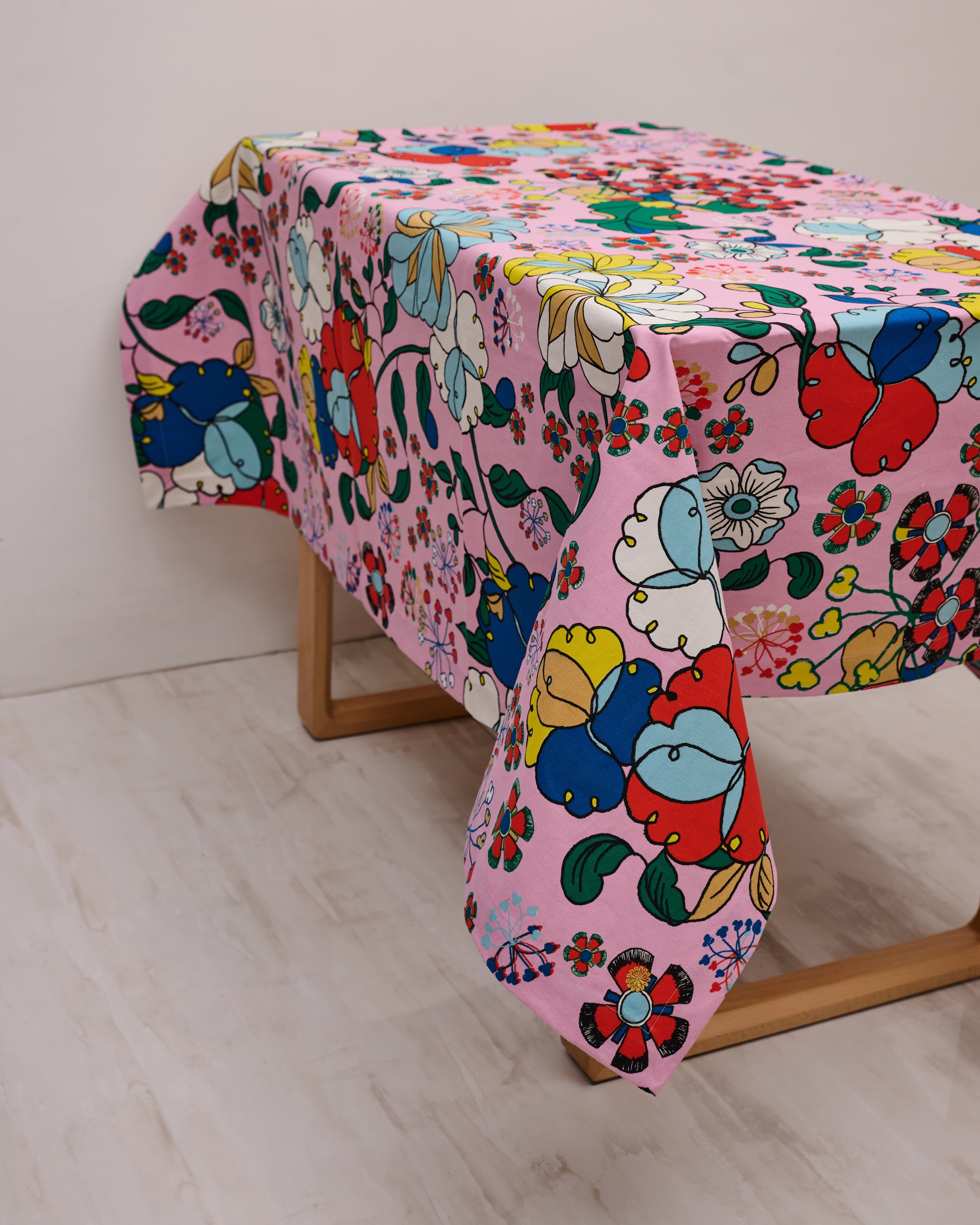 Square Table Cloth - Bunga Raya Pink