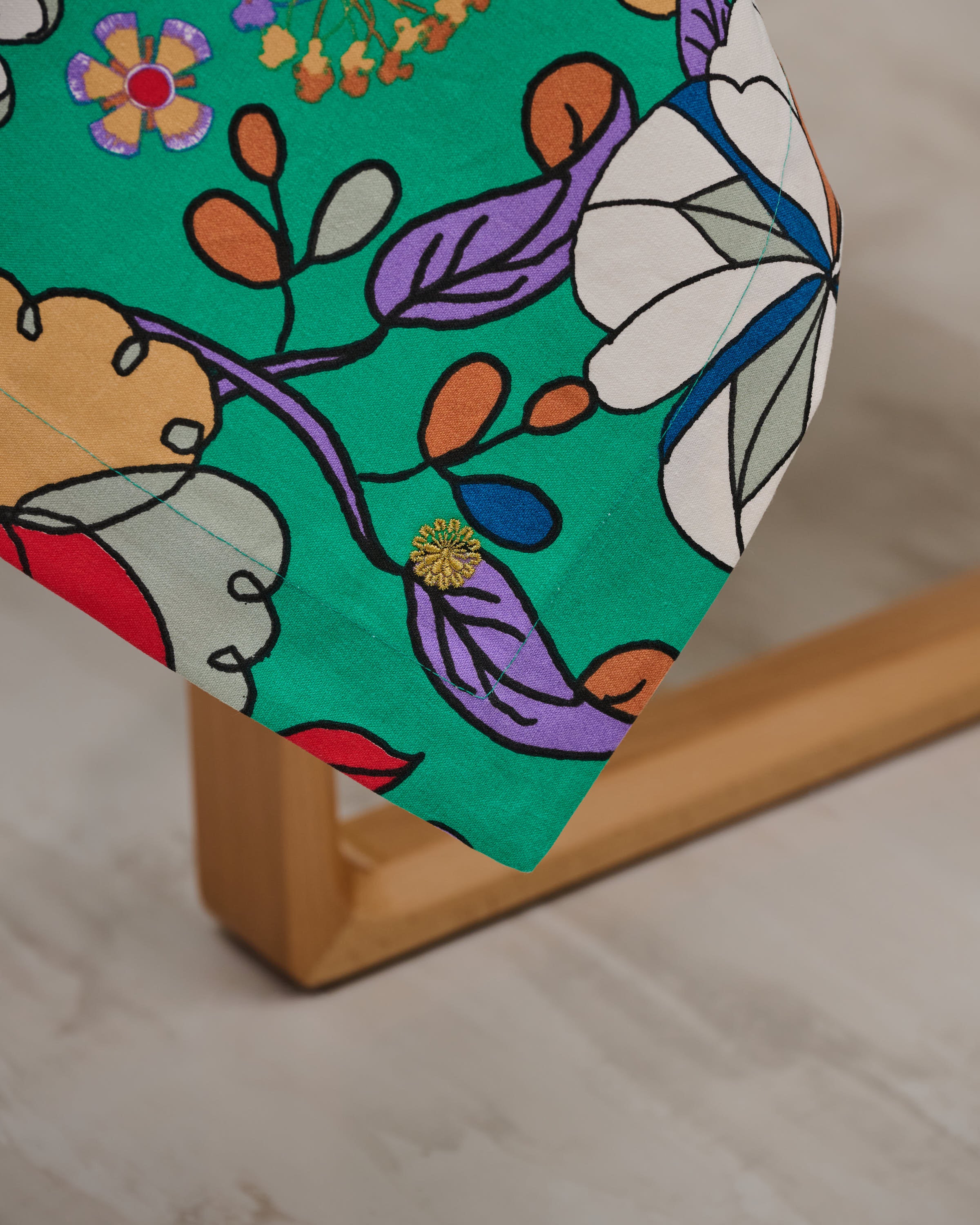 Square Table Cloth - Bunga Raya Green