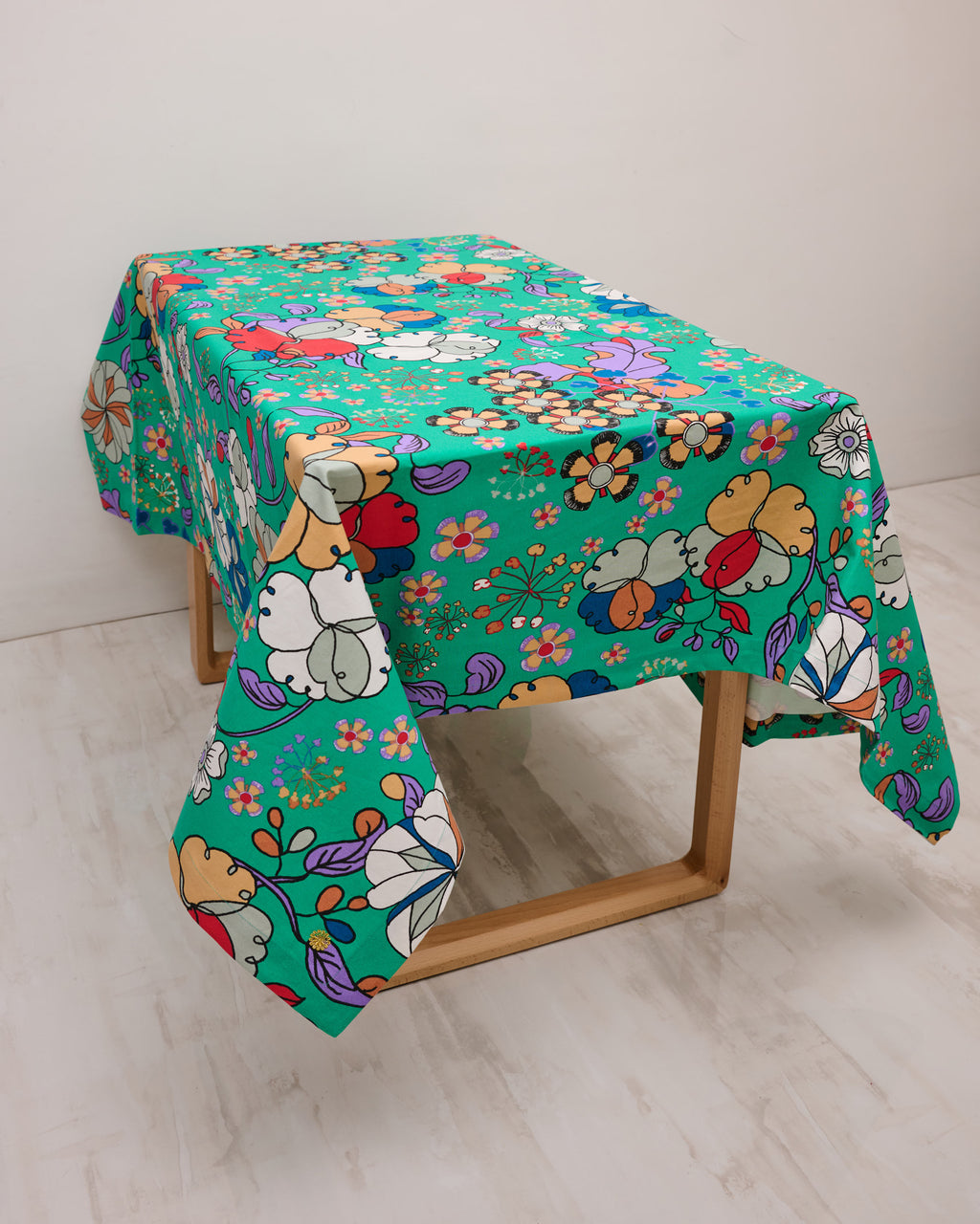 Square Table Cloth - Bunga Raya Green