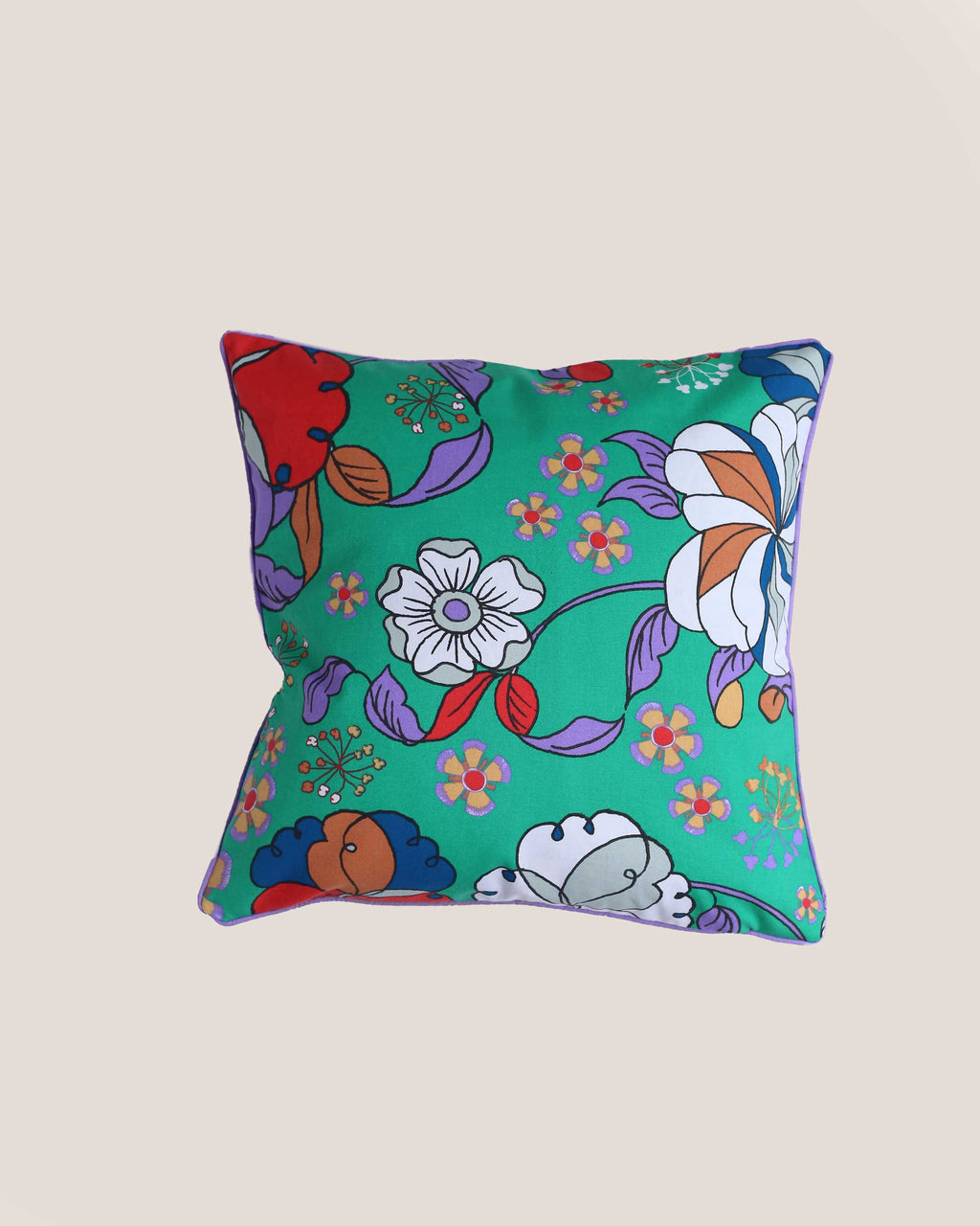 Square Cushion - Bunga Raya Green