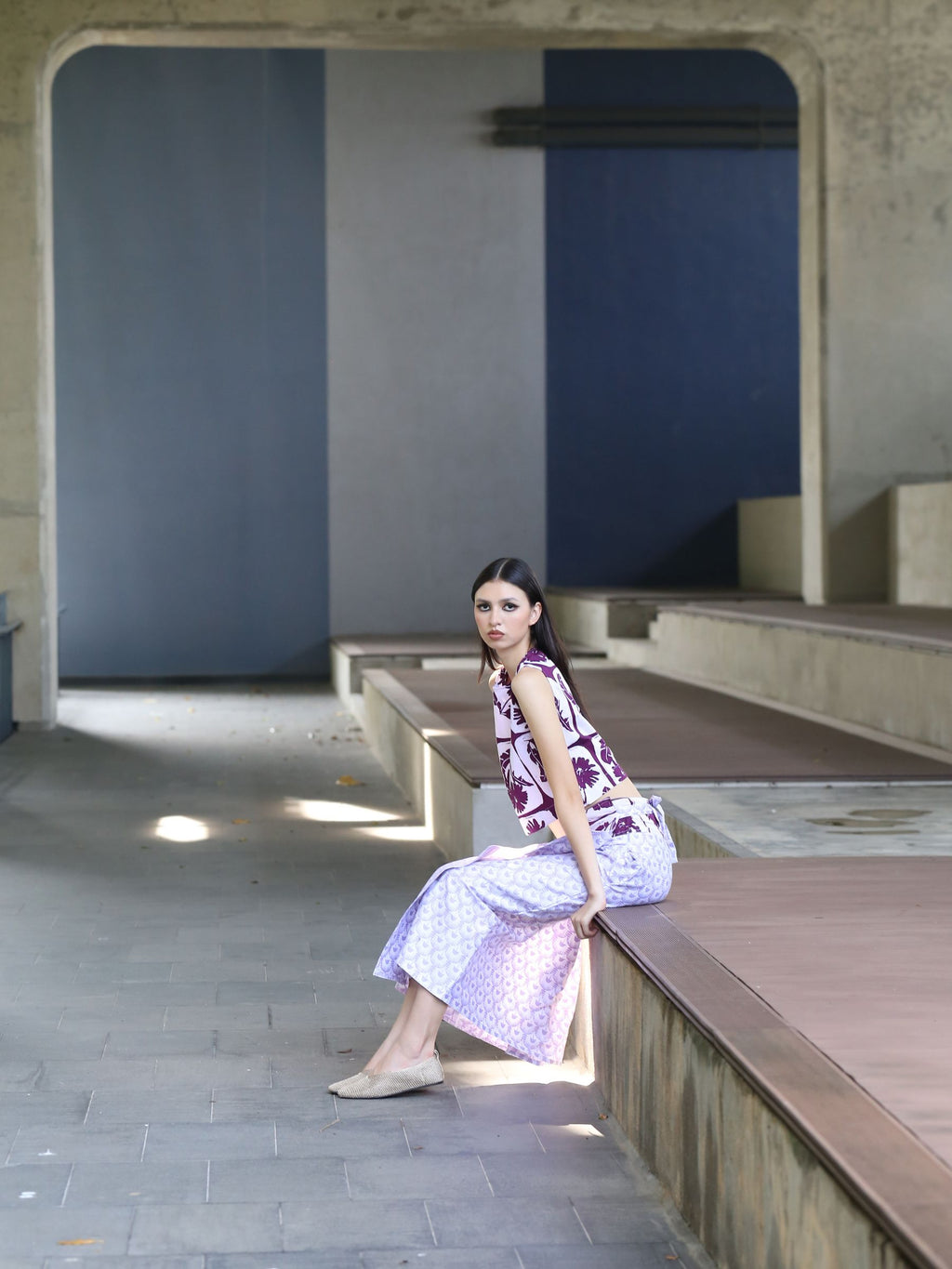 Kee Ming Yuet Skirt - Dandelion Purple / Palm Patio Lavender
