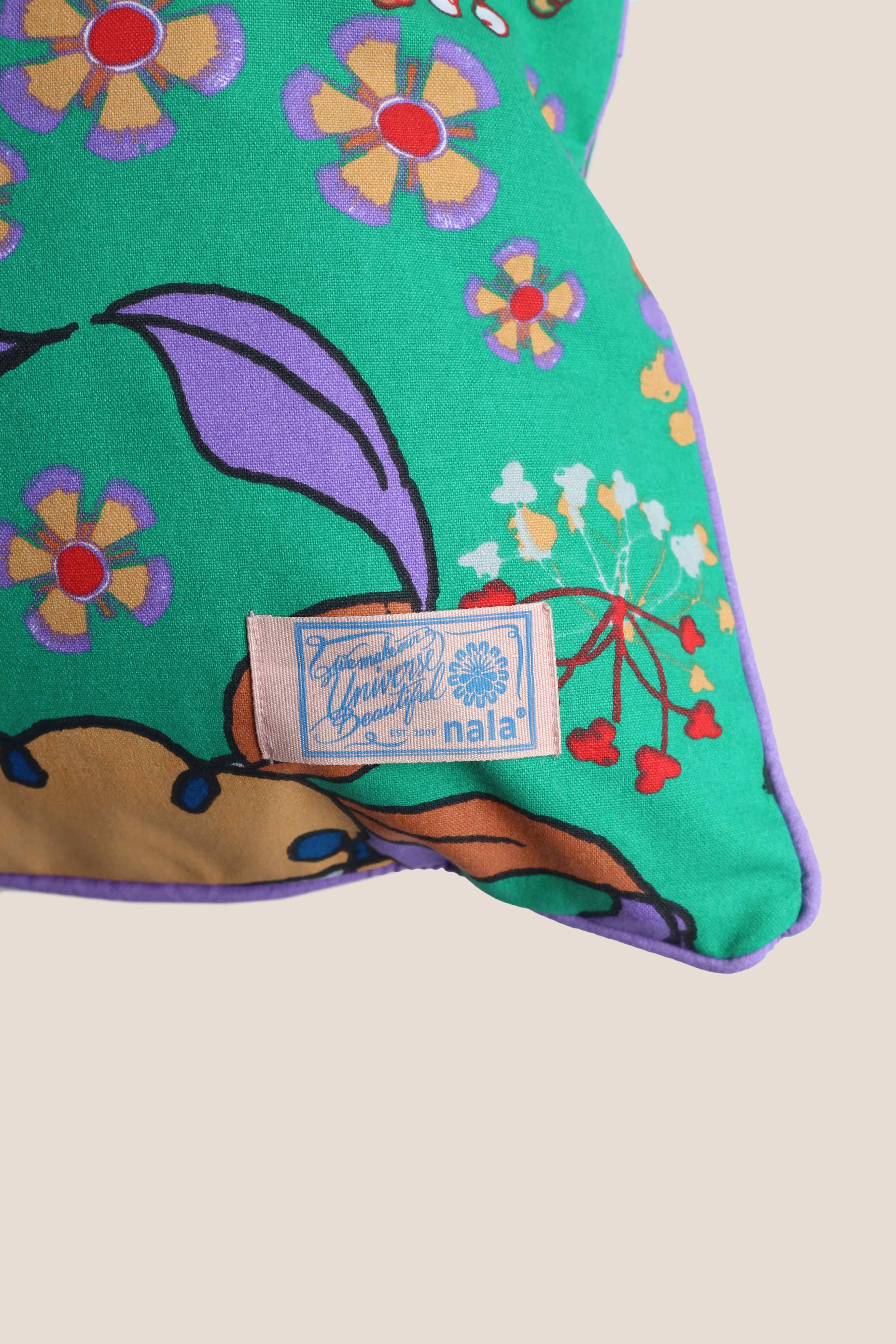 Square Cushion - Bunga Raya Green