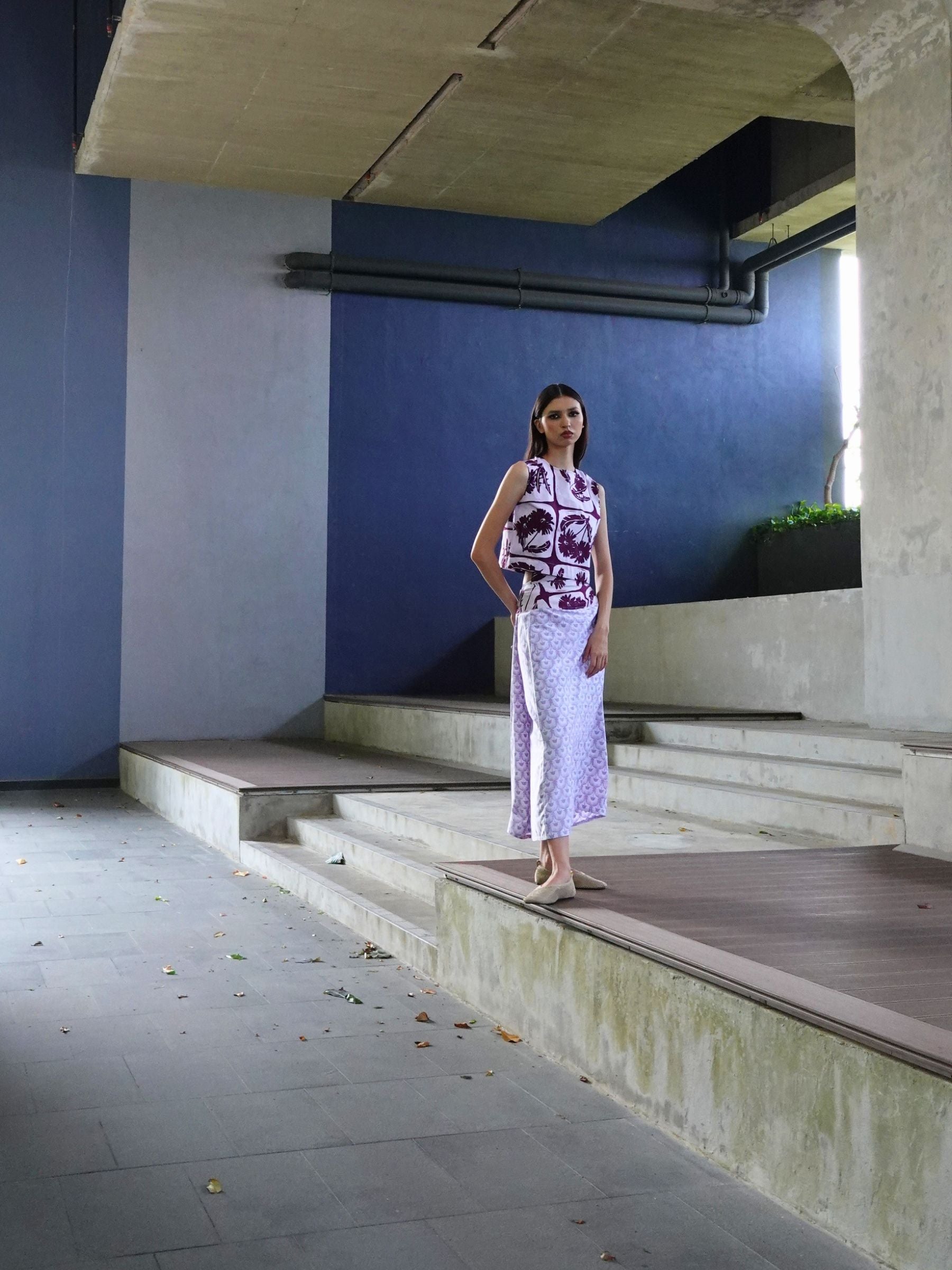 Kee Ming Yuet Skirt - Dandelion Purple / Palm Patio Lavender