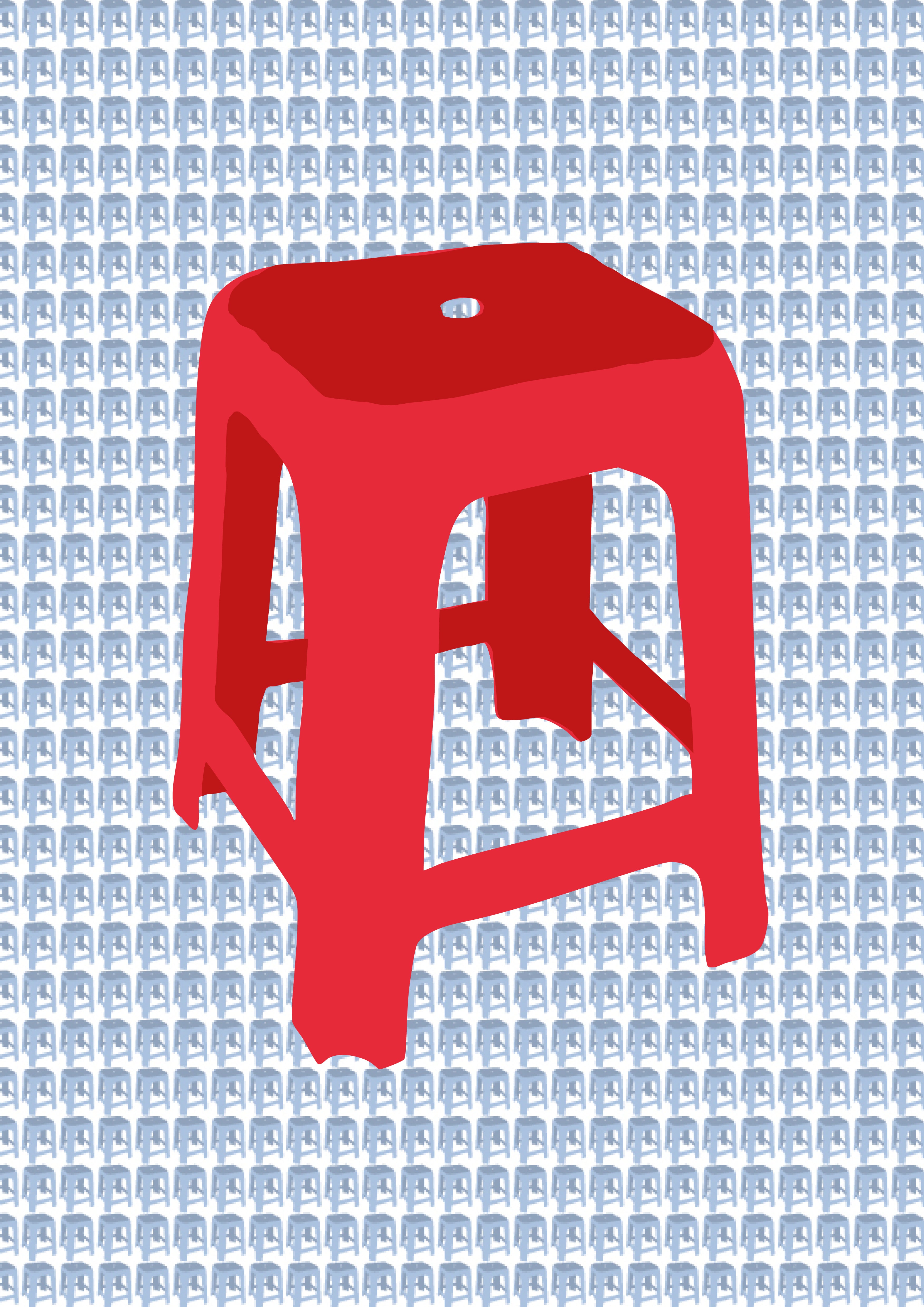 Banal Deluxe - Red Stool - Art Print A3