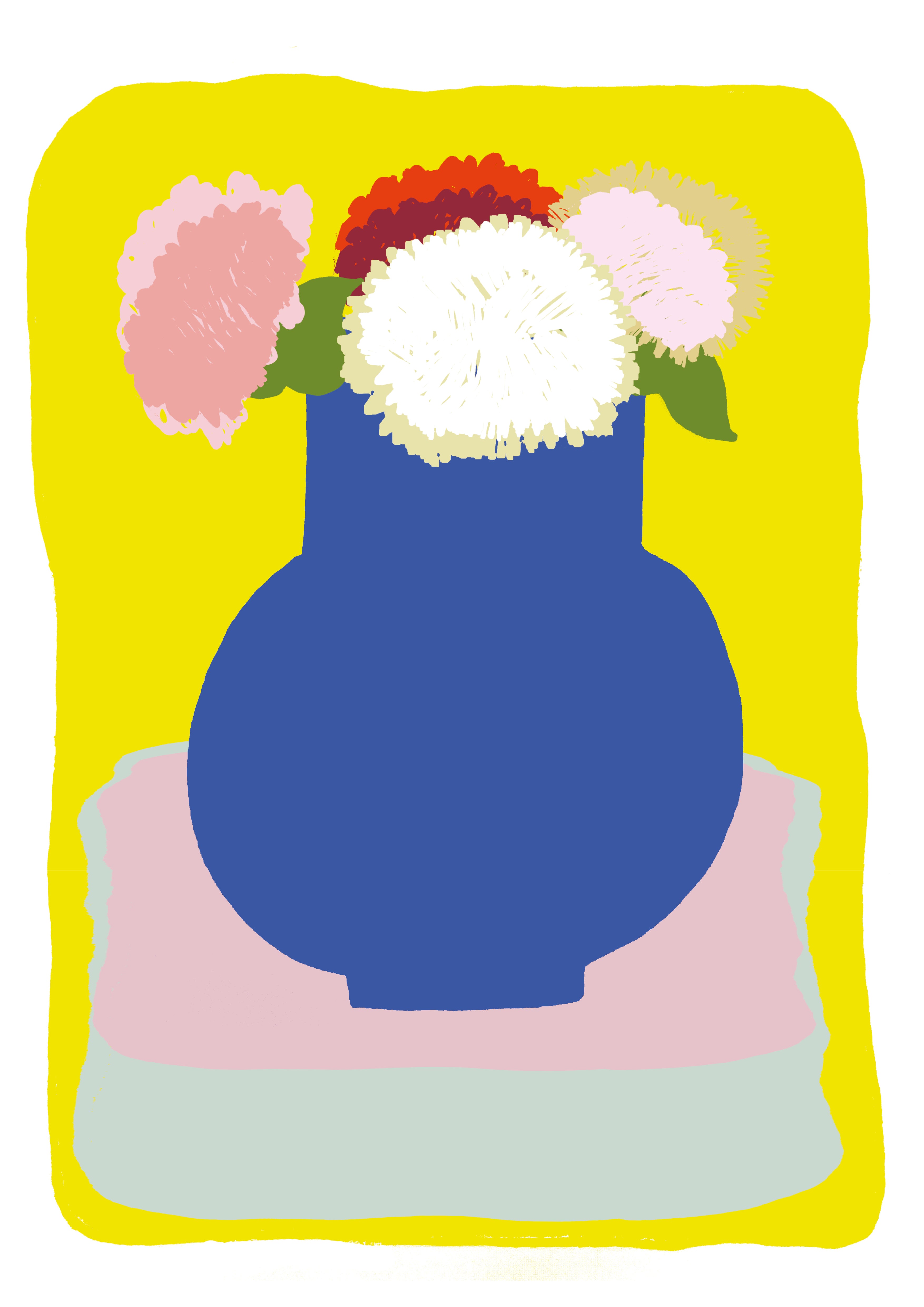 Fire Cracker - Black Blue Vase - Art Print A3