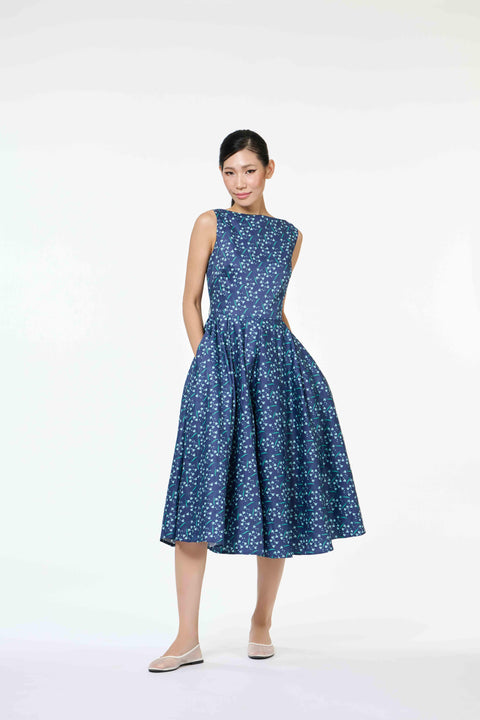 Retro Ladies Dress - Dancing Lady Cobalt