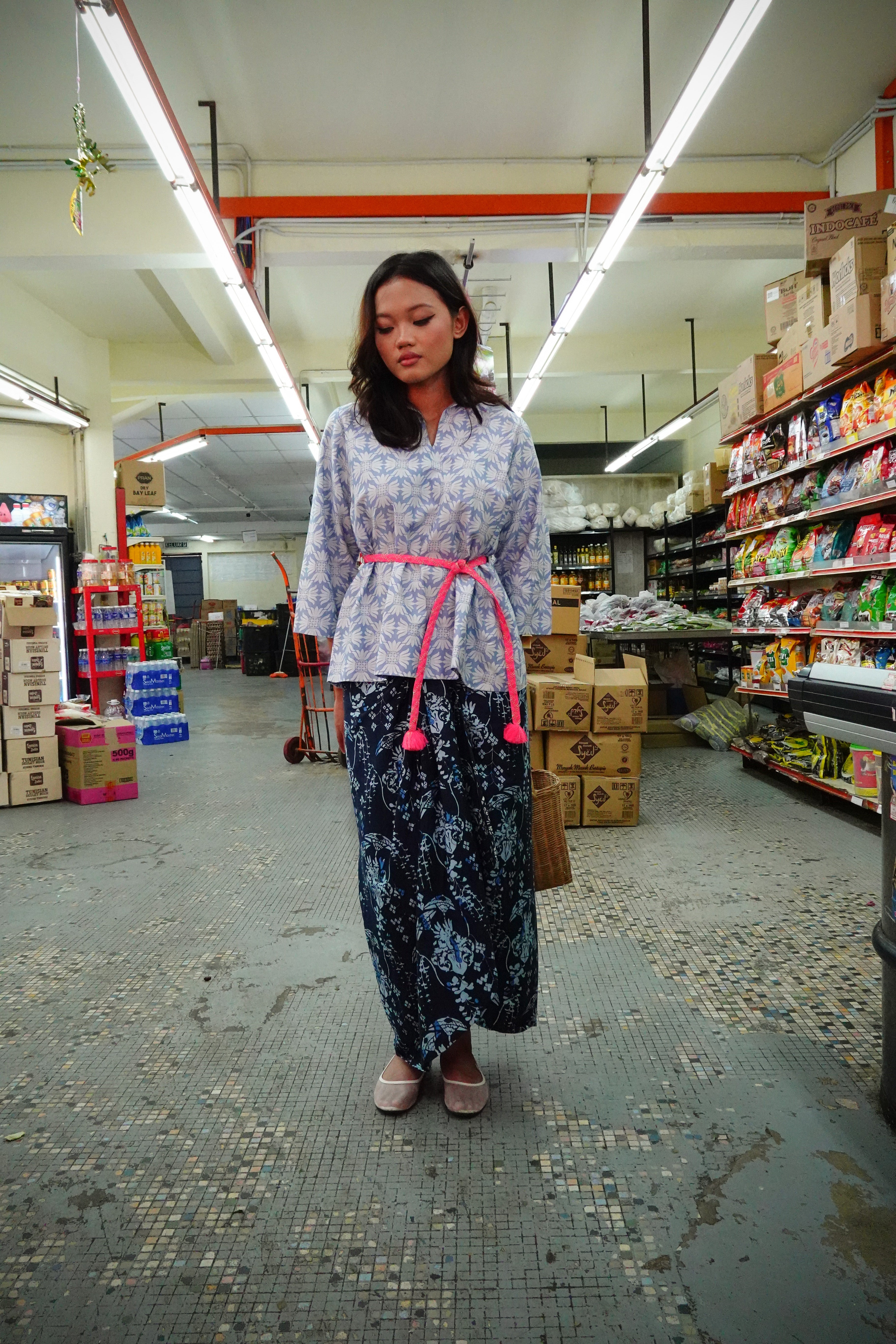 Baju Kedah Passion Flower Blue