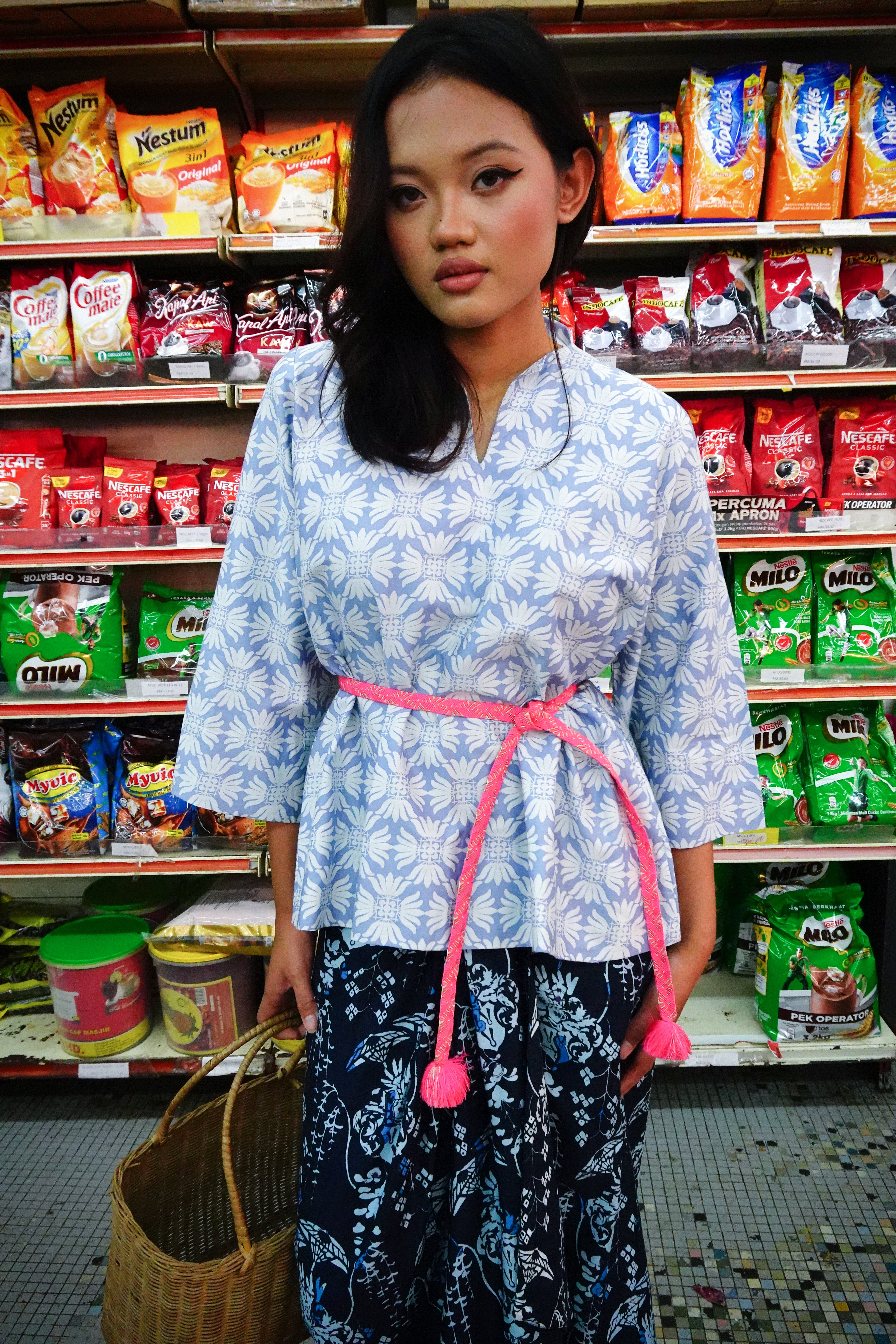 Baju Kedah Passion Flower Blue