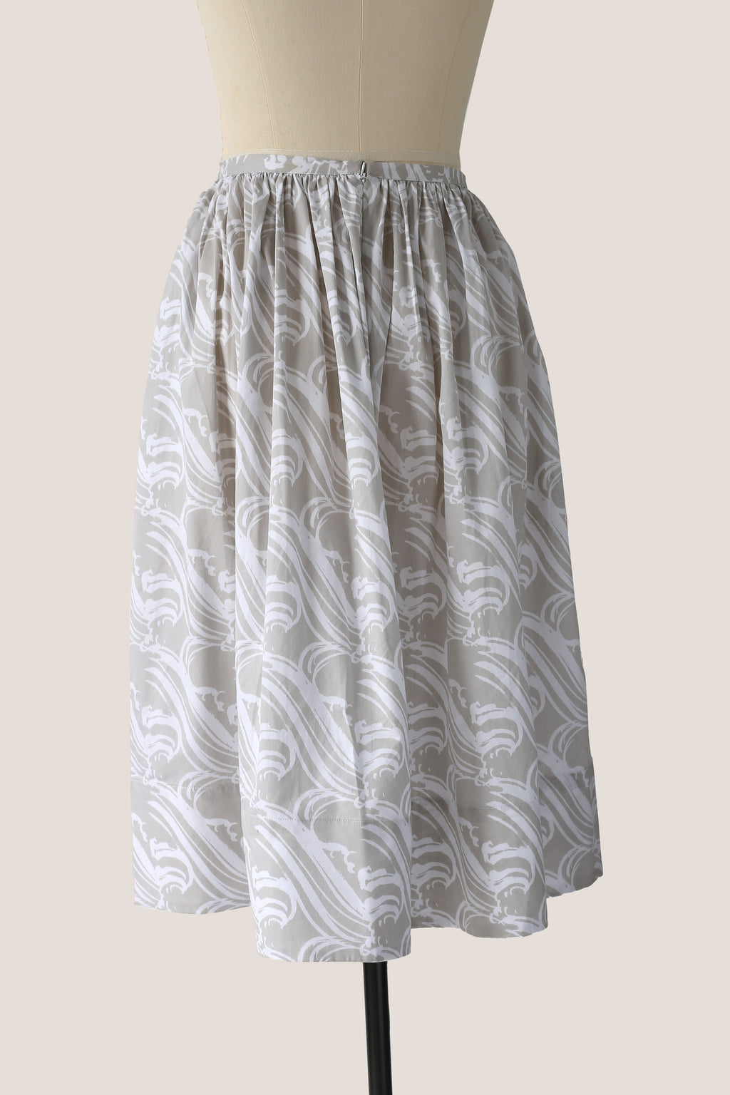 Pleated Knee Length Skirt - Bamboo Sticks