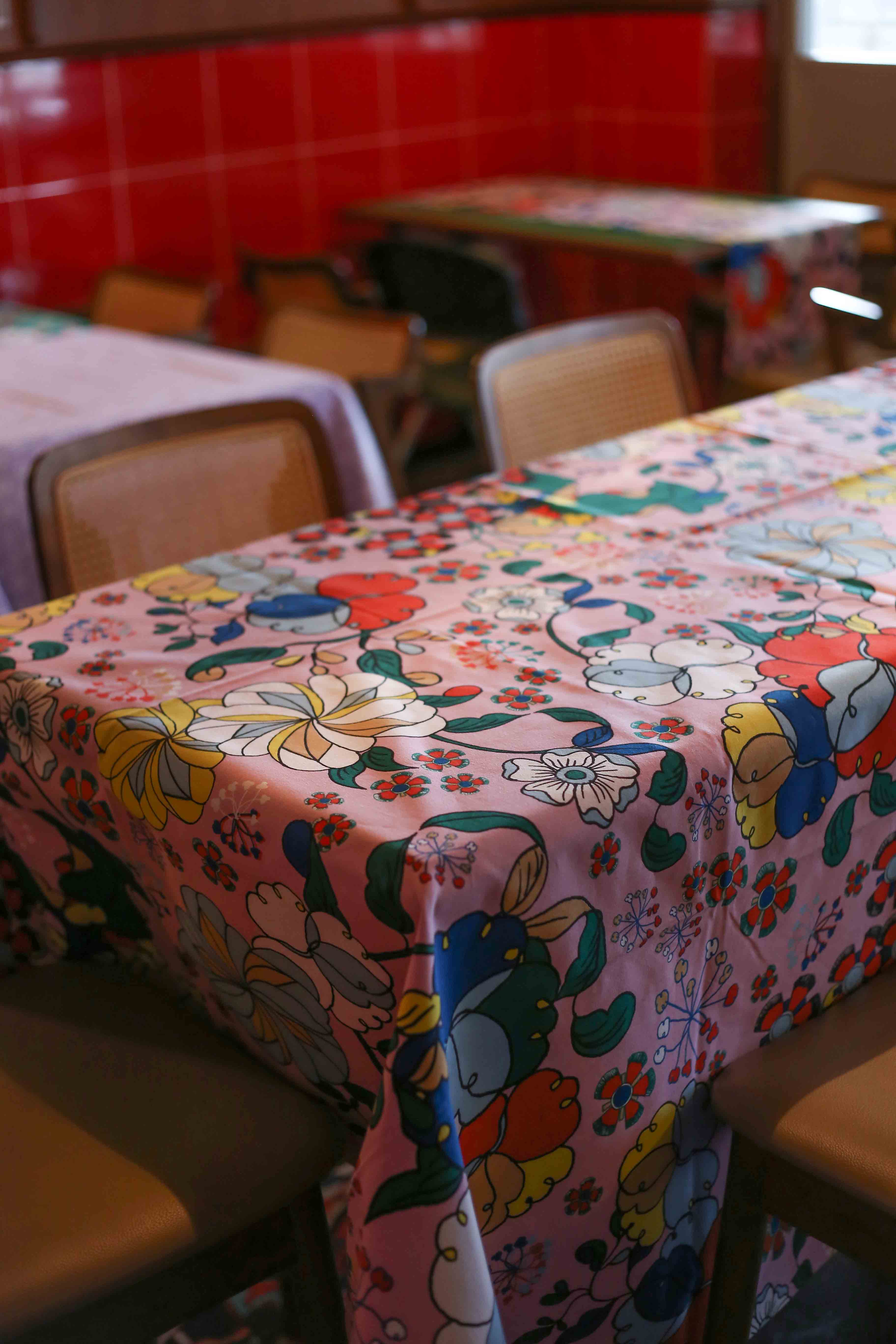 Square Table Cloth - Bunga Raya Pink