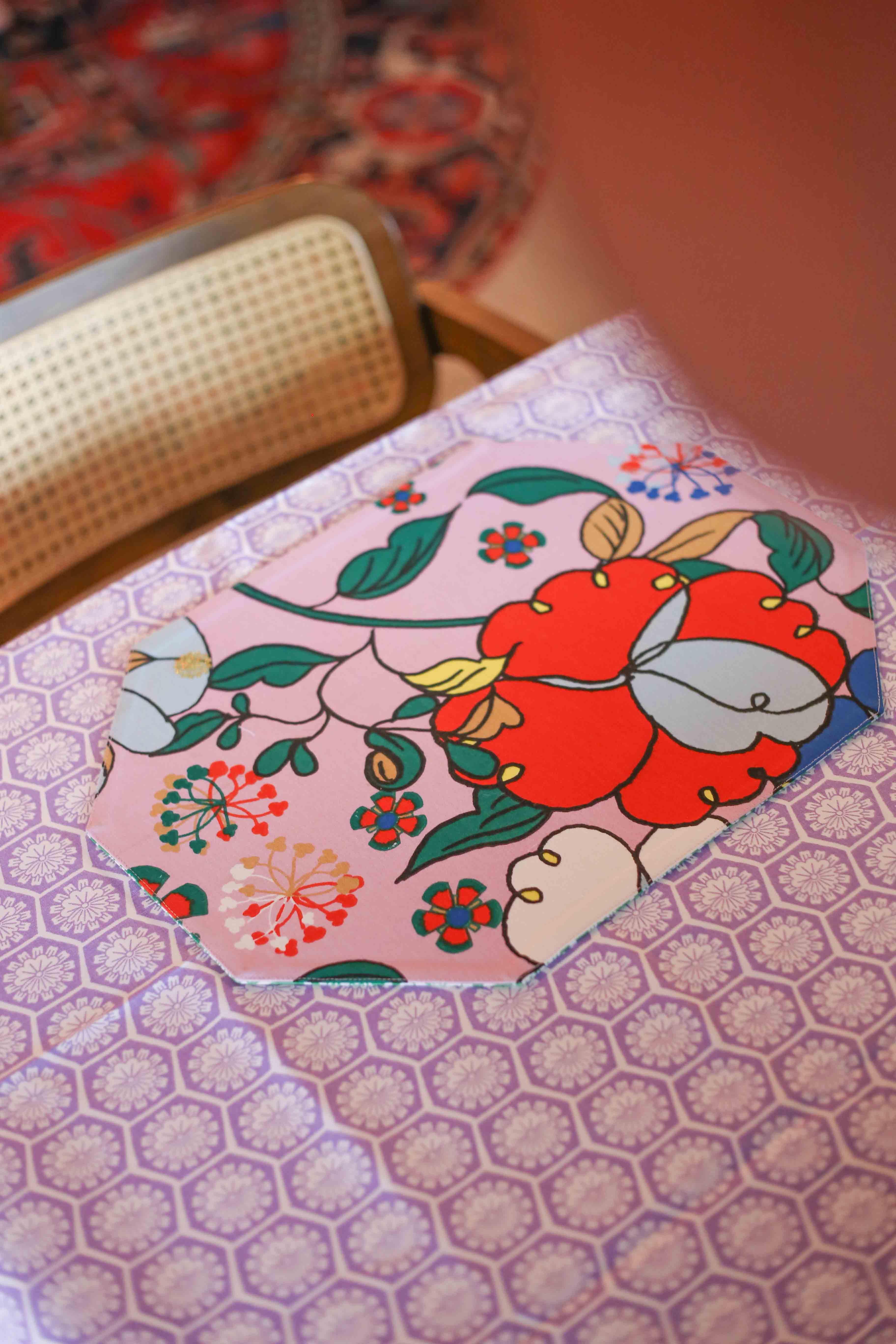 Rectangular Placemat - Bunga Raya Pink