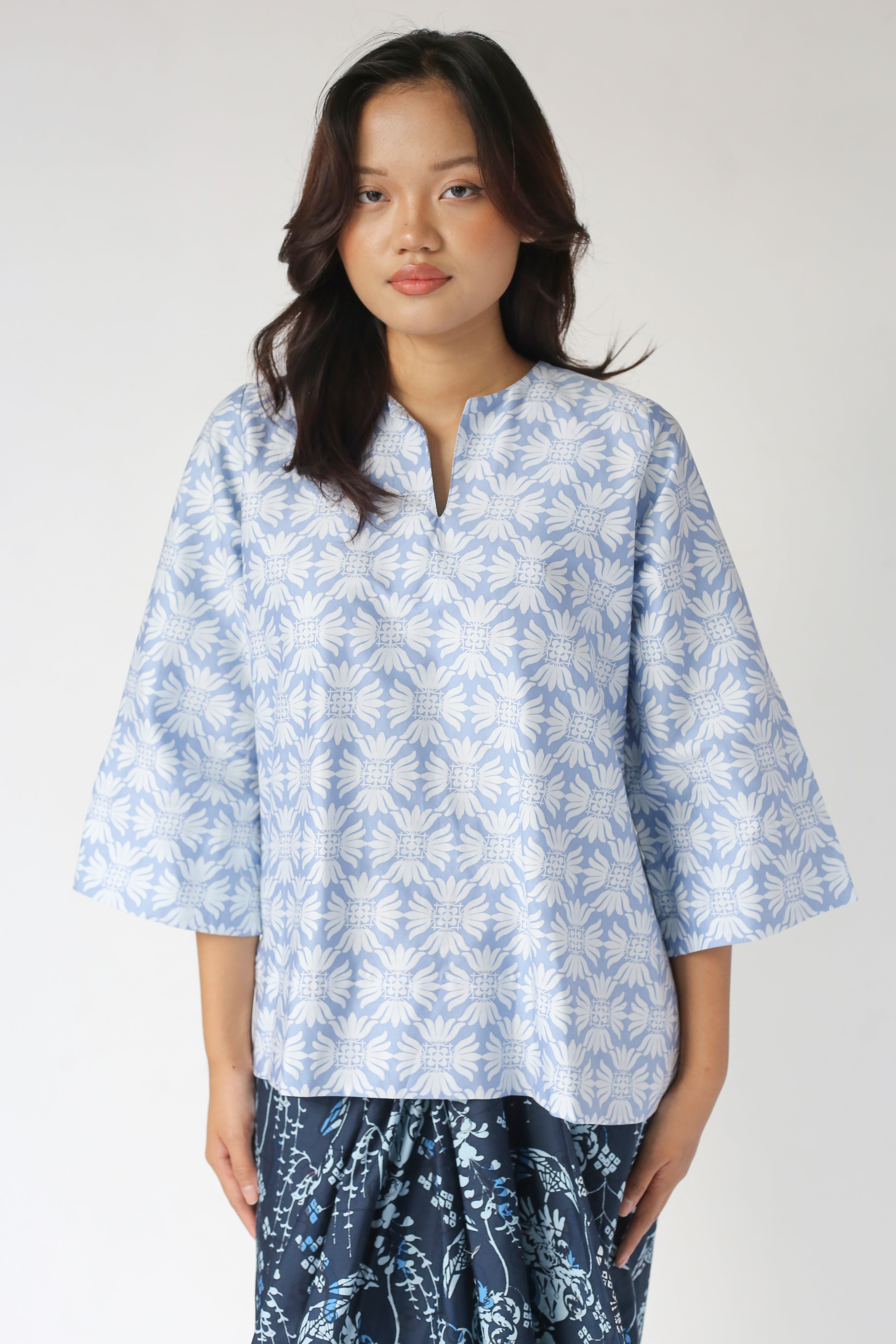 Baju Kedah Passion Flower Blue