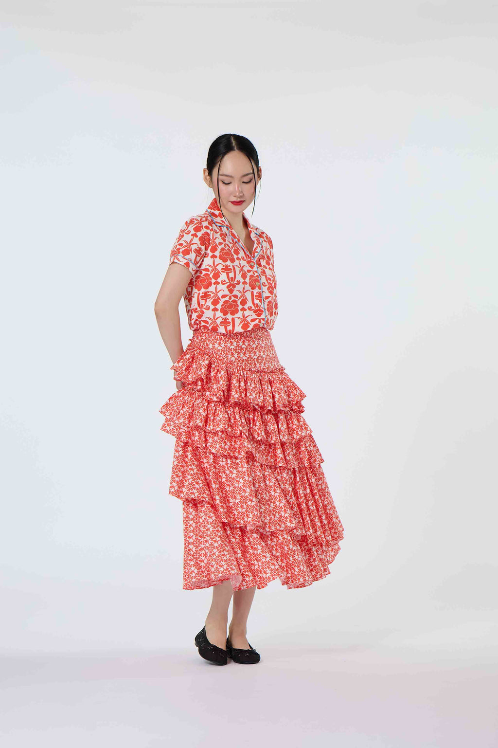 Classic Ladies Shirt - Lan Hua, Red With Love