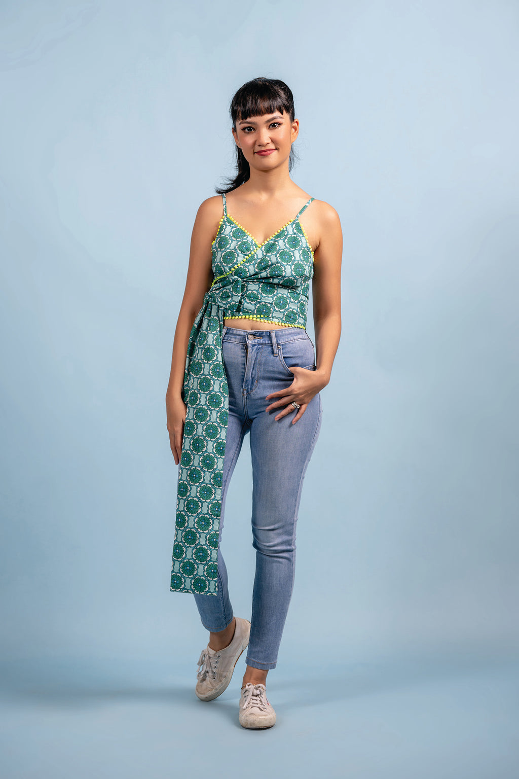 Wrap Around Top - Paper Petals Celadon