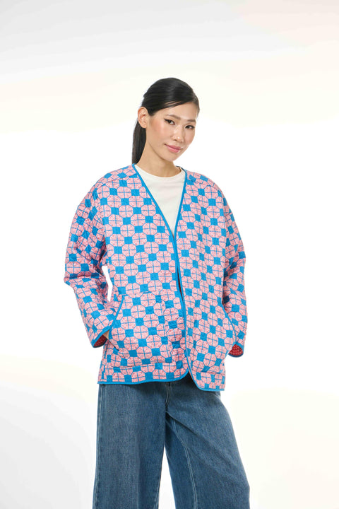 Reversible Vest - Tapau Tile Pink