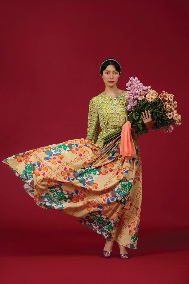 Maxi Skirt - Bunga Raya Tiles Peach – Nala