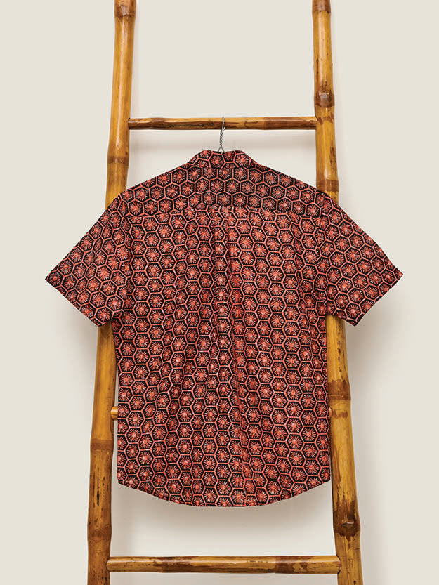 Men's Batik Shirt - Willow Wishes Red