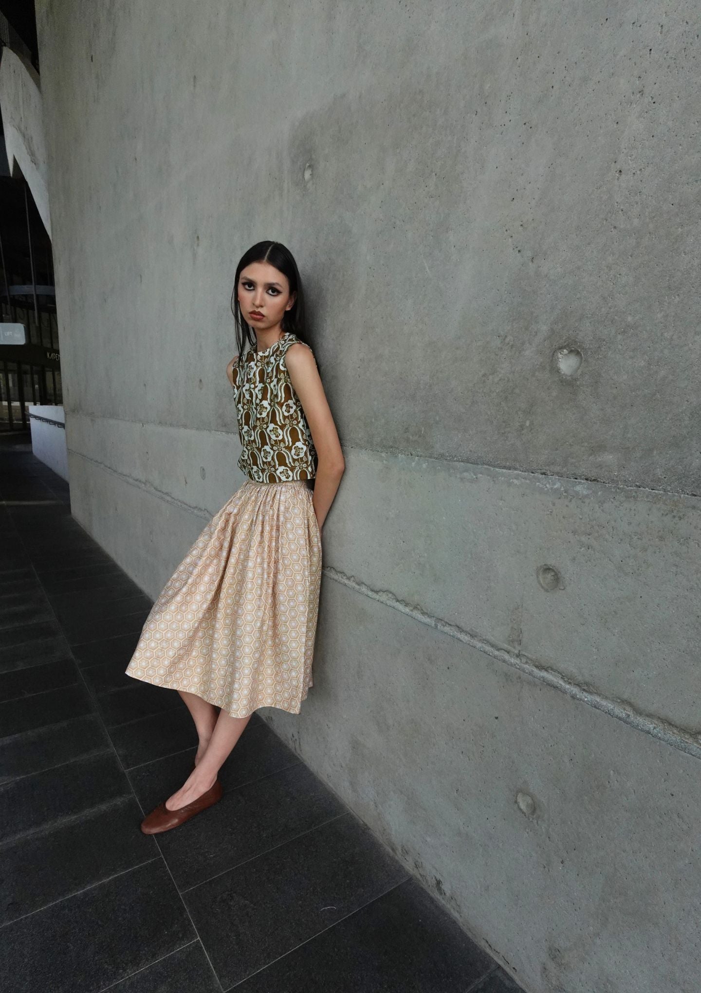 Crop Top - Violets & Radiccio Olive