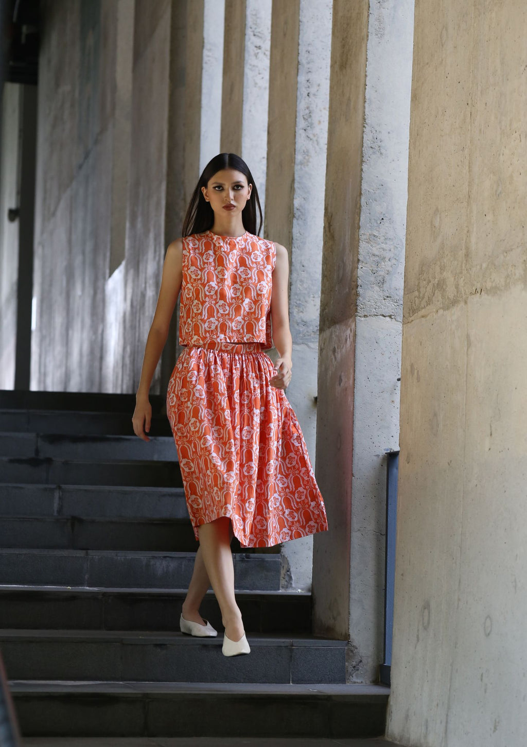 Jalan Jalan Skirt - Violets & Radiccio Orange