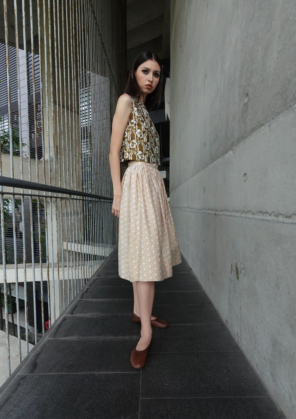 Crop Top - Violets & Radiccio Olive