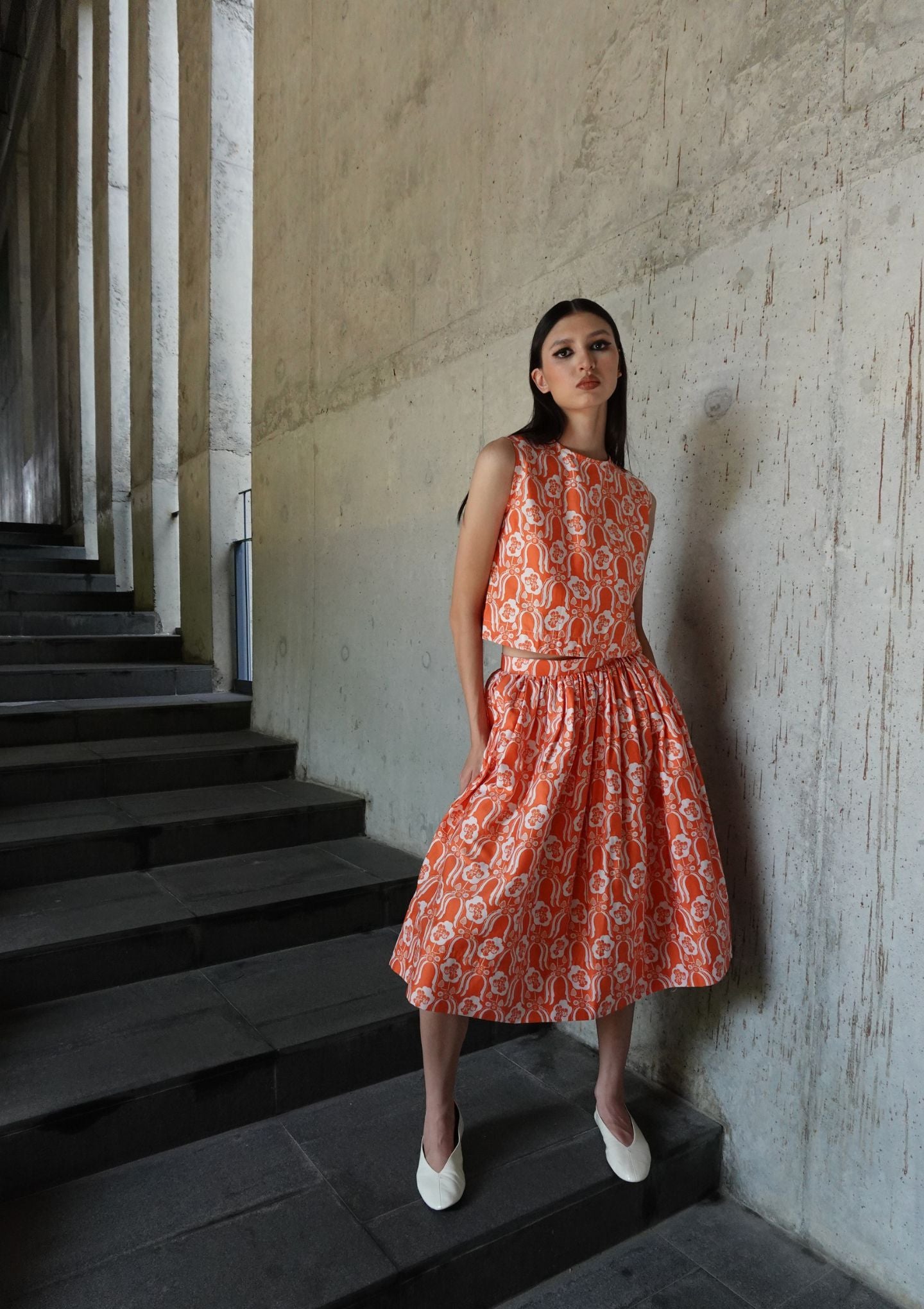Jalan Jalan Skirt - Violets & Radiccio Orange