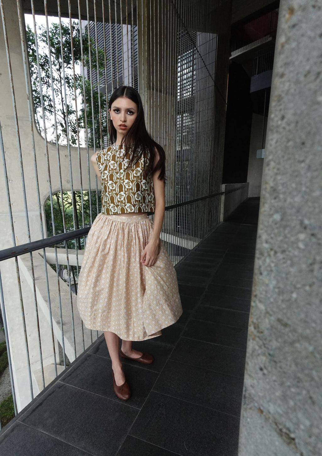 Crop Top - Violets & Radiccio Olive